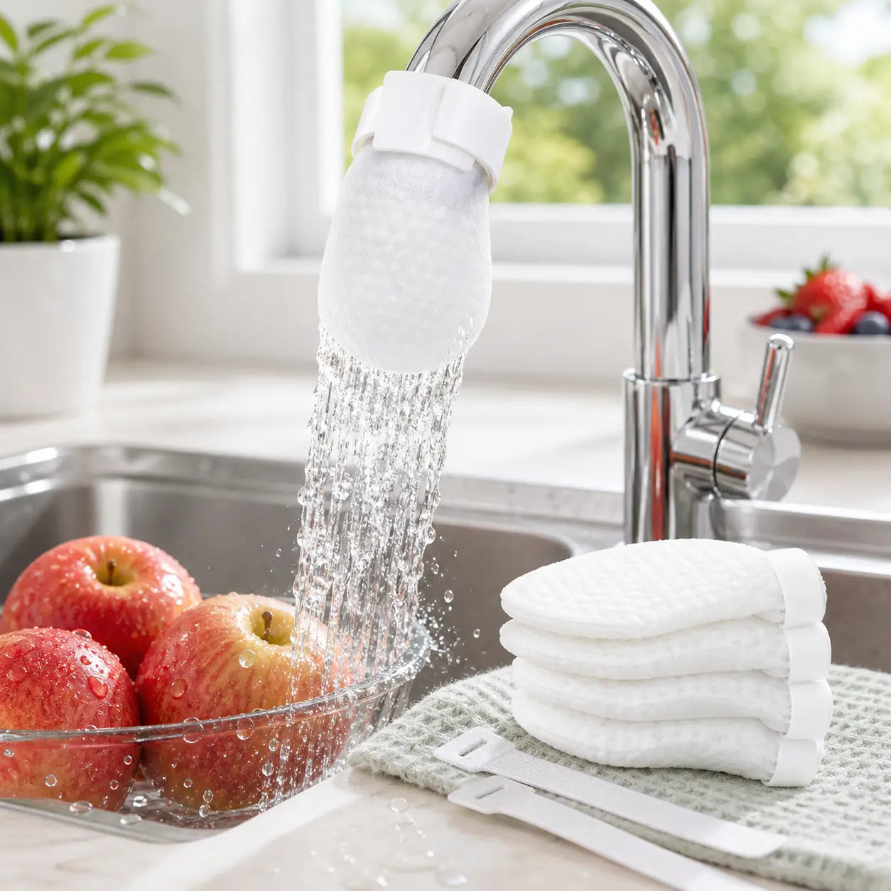 Cotton Faucet Filter Bags installed
