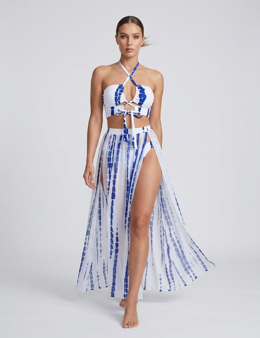 Tie-Dye Cross-Front Swim Set