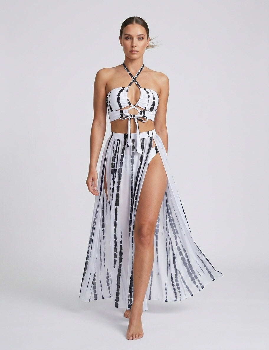 Tie-Dye Cross-Front Swim Set