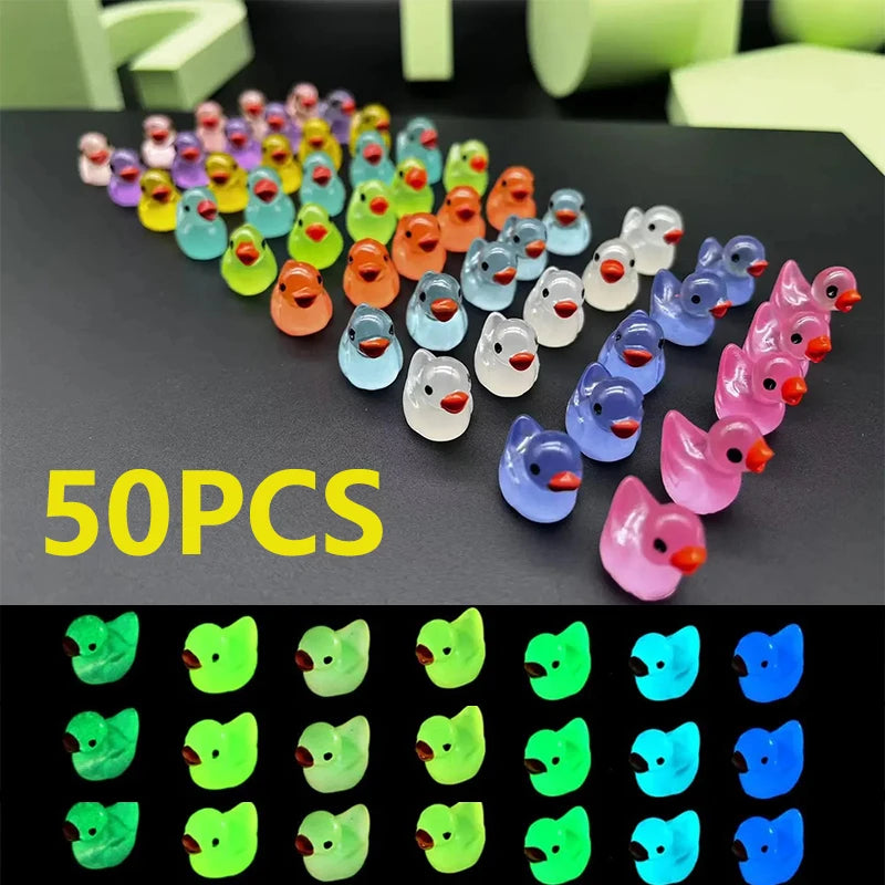 Glowing mini resin ducks fairy garden decor