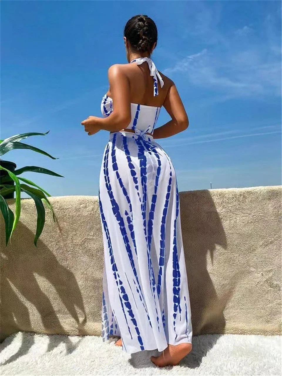 Tie-Dye Cross-Front Swim Set