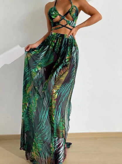 Tie-Dye Cross-Front Swim Set
