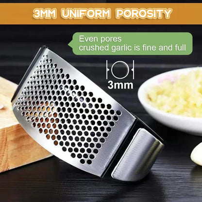 Garlic press on kitchen counter