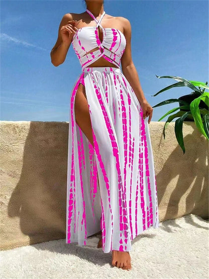 Tie-Dye Cross-Front Swim Set