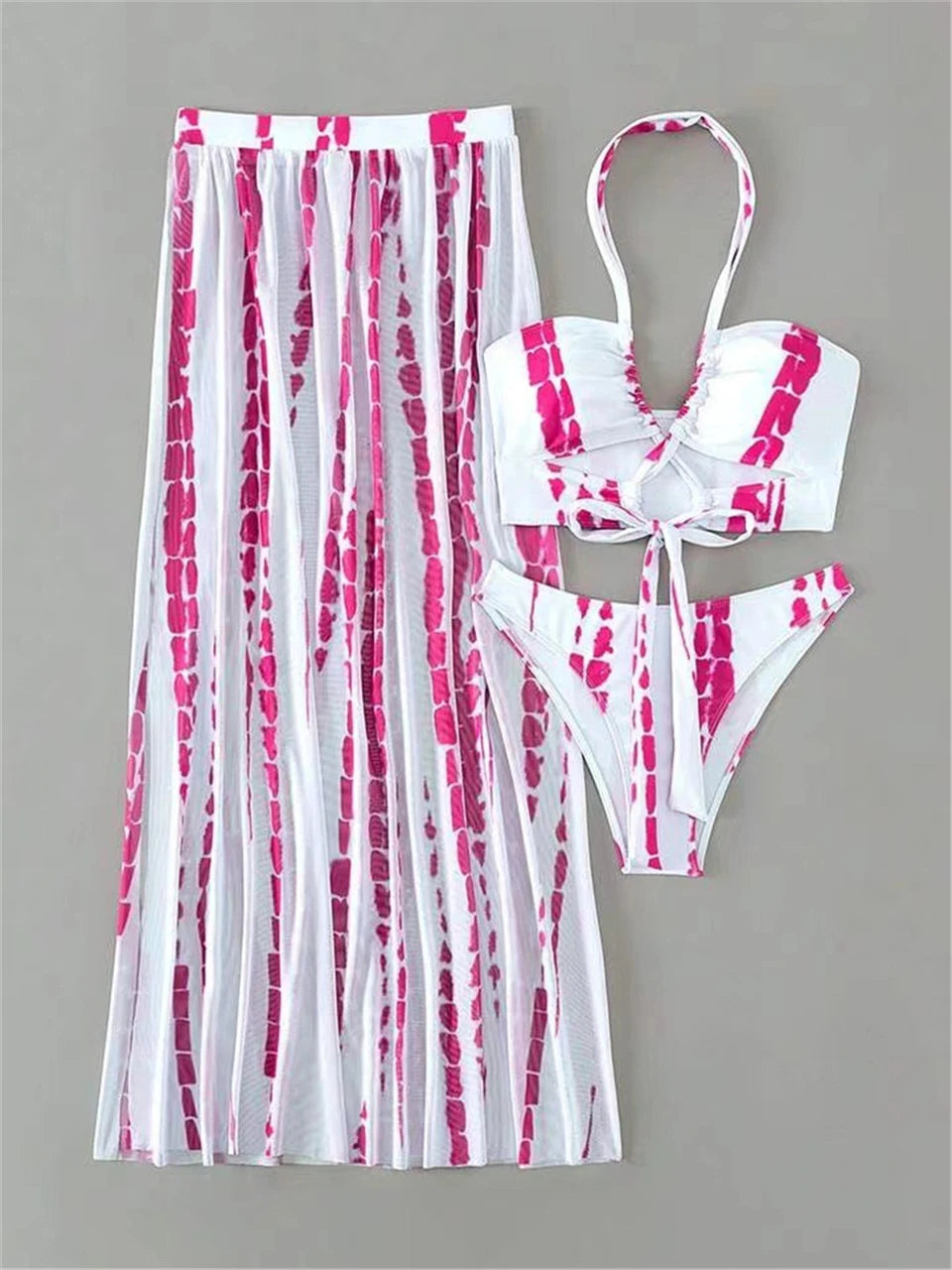 Tie-Dye Cross-Front Swim Set
